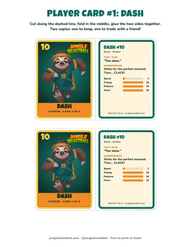 Dash player card printable