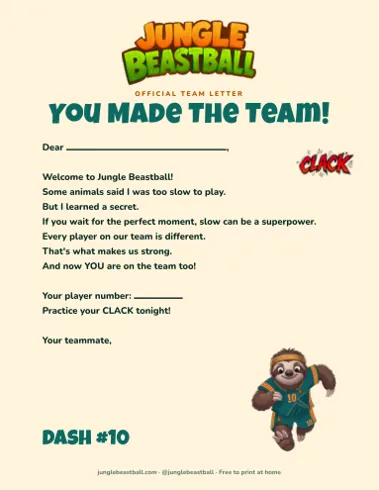 Letter from Dash printable
