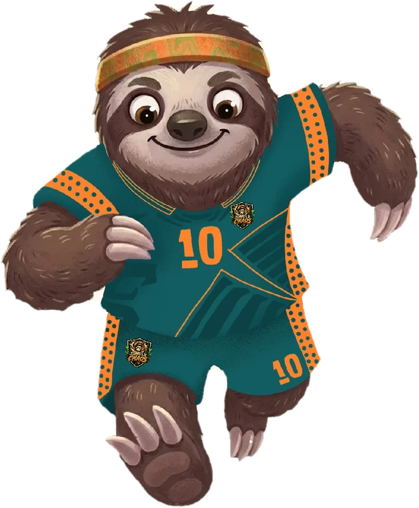 Dash the sloth running happily