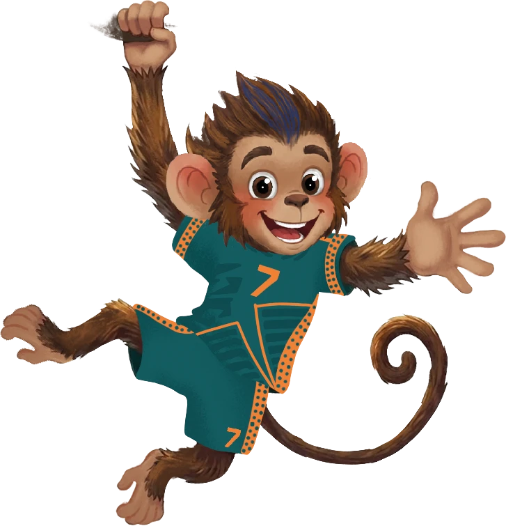 Koko the monkey swinging on a vine