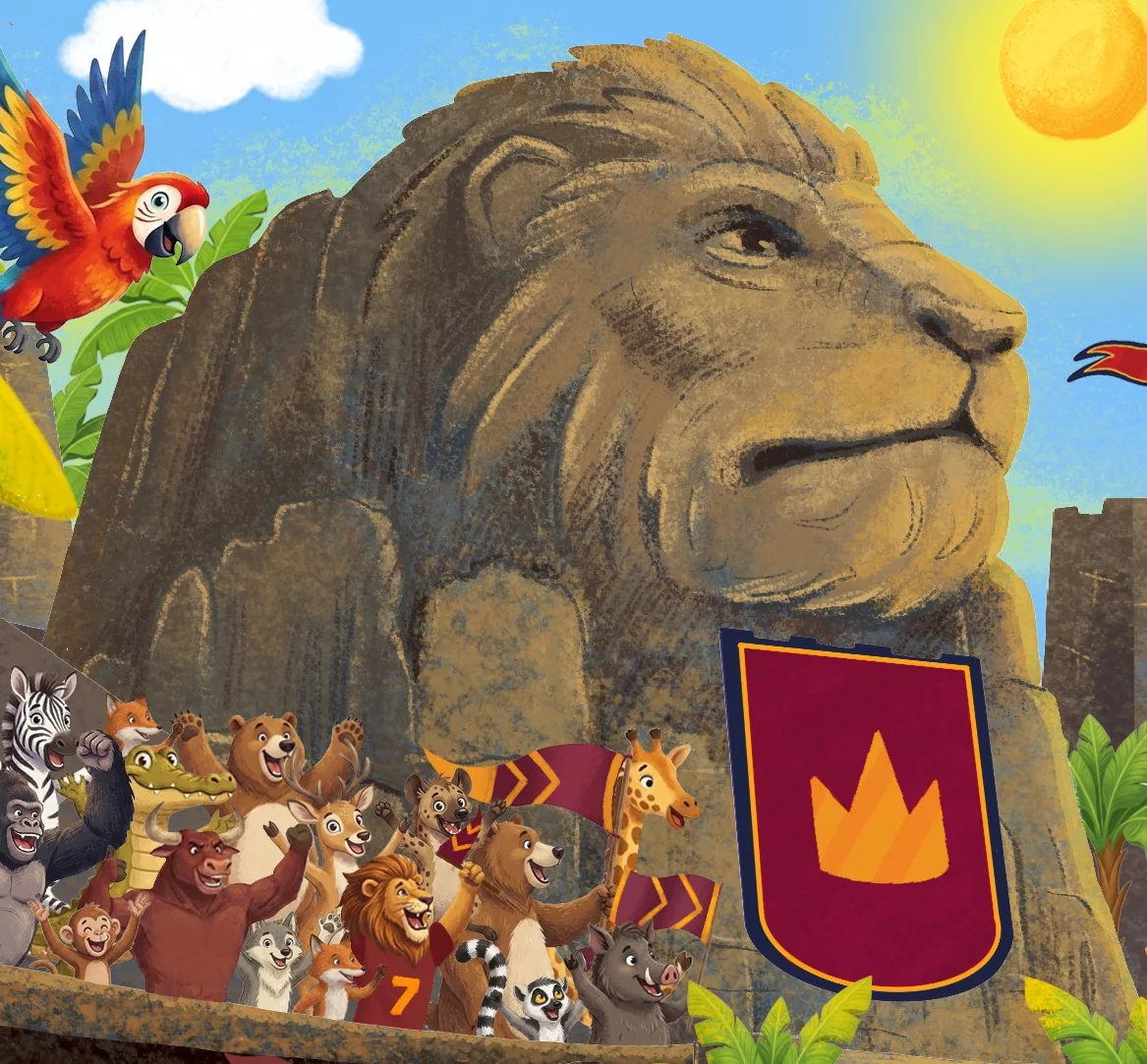 King's Rock Stadium with its giant stone lion
